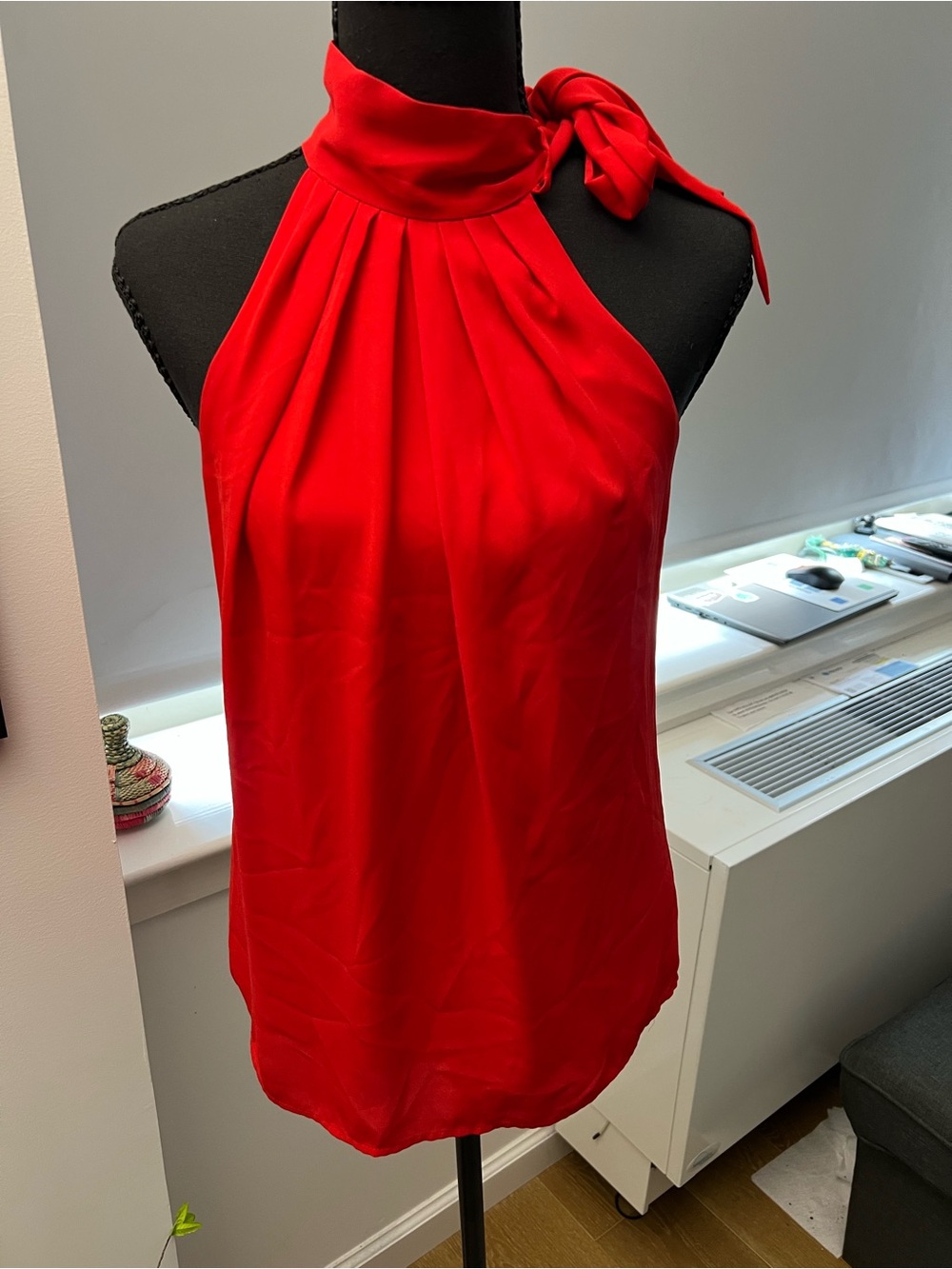Express Red Halter Tie-Neck Blouse